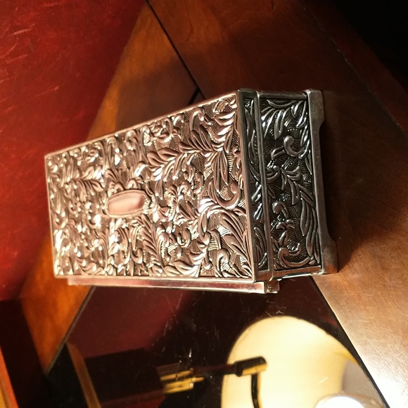 Godinger VTG 1970s Silver Plated Footed/Mirrored Dove Gray Interior Jewelry Box - Picture 6 of 8